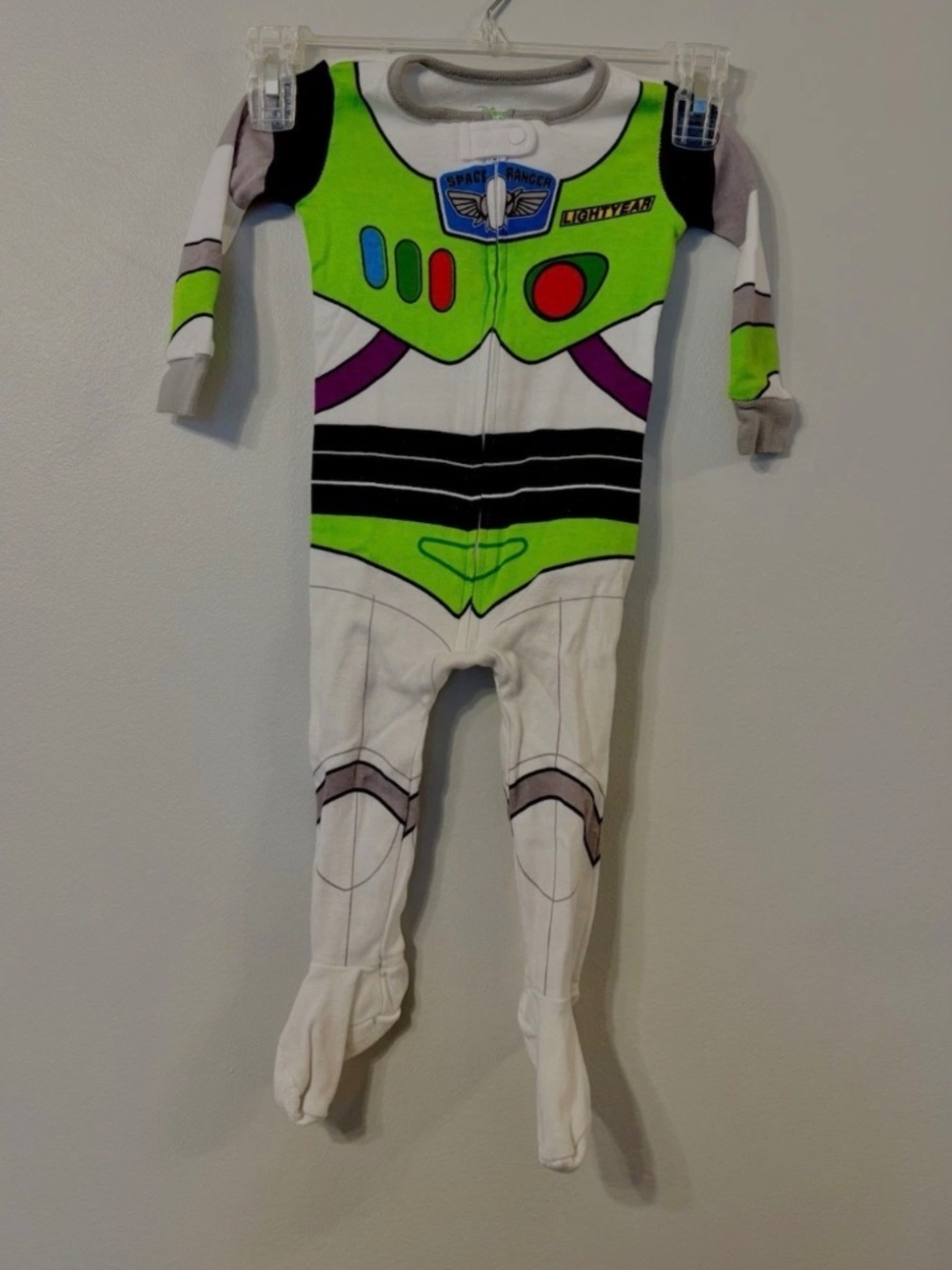 Disney Baby Sleeper Toddler 12-18 Months Green Full Zip Buzz Lightyear Cotton